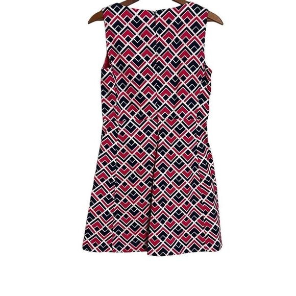 Gap Geometric Sleeveless Fit & Flare Mini Dress Red Black Size 4 - Picture 8 of 8